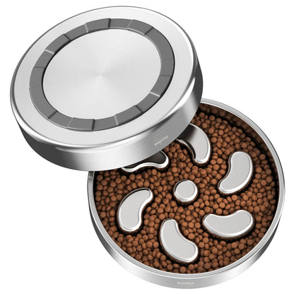 304 Stainless Steel Slow-Feeder Dog Bowl with Non-Slip Base