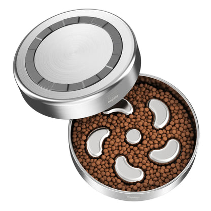304 Stainless Steel Slow-Feeder Dog Bowl with Non-Slip Base