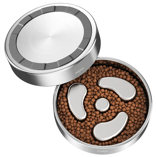 304 Stainless Steel Slow-Feeder Dog Bowl with Non-Slip Base