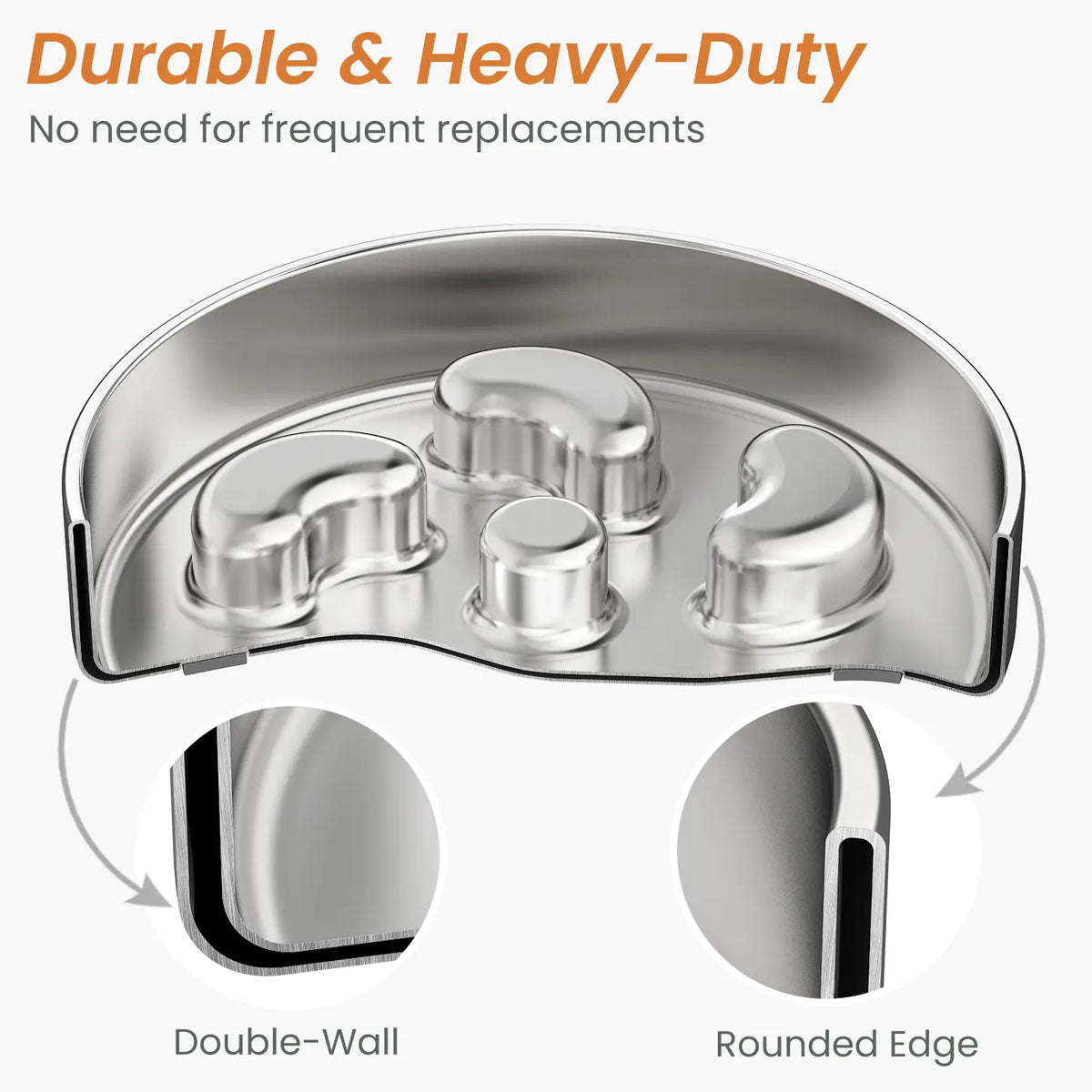 304 Stainless Steel Slow-Feeder Dog Bowl with Non-Slip Base