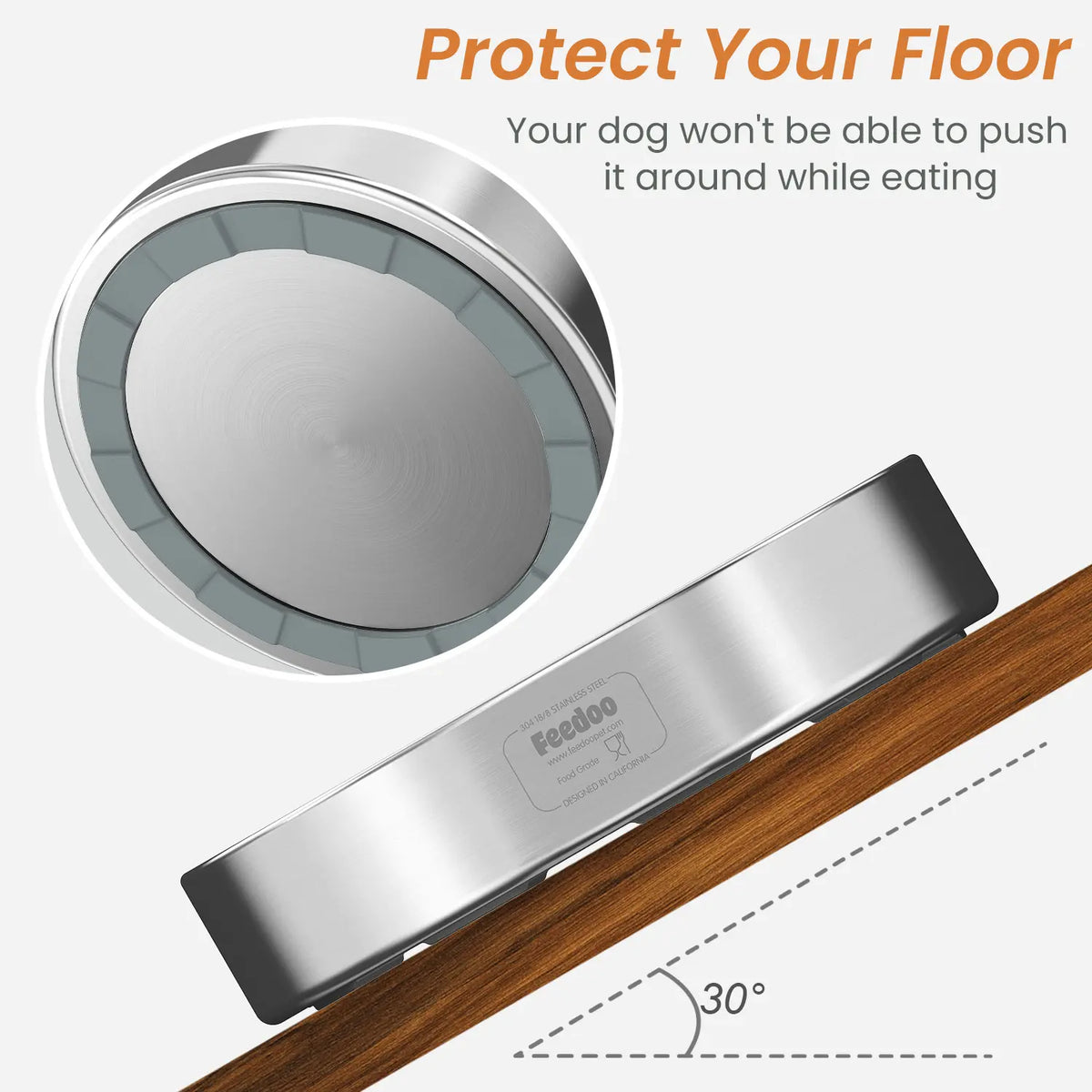 304 Stainless Steel Slow-Feeder Dog Bowl with Non-Slip Base