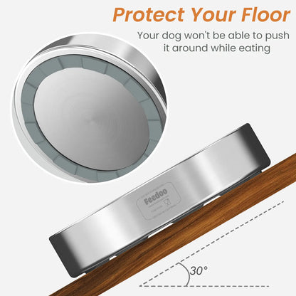 304 Stainless Steel Slow-Feeder Dog Bowl with Non-Slip Base