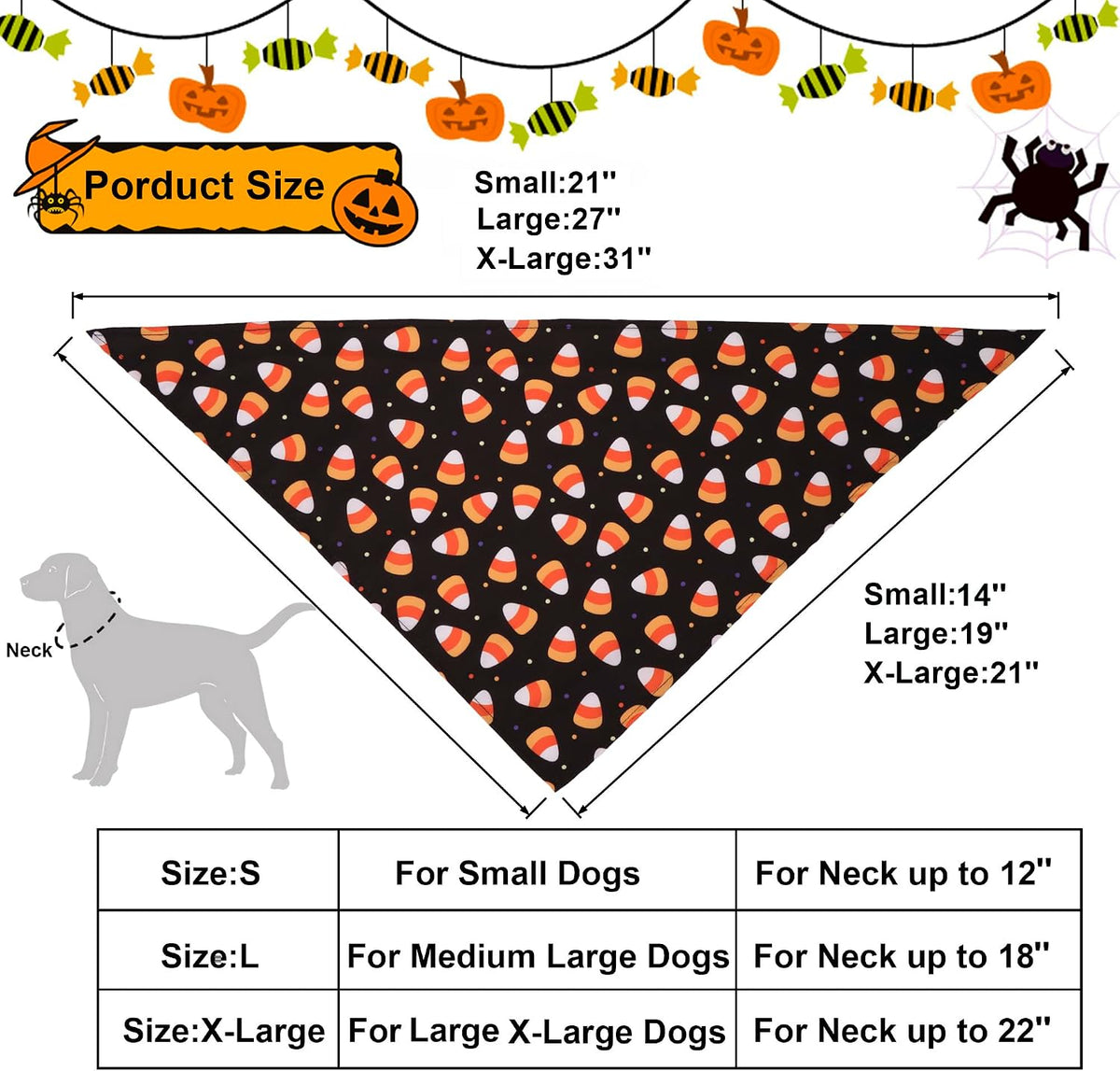 Halloween Dog Bandanas, 4 Pack Skeleton Ghost Pumpkin Bandana, S