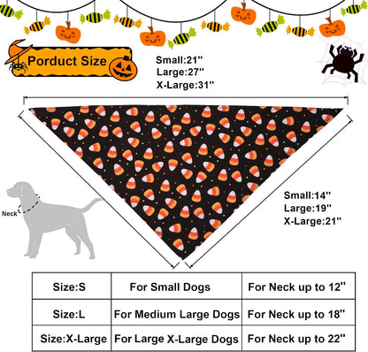 Halloween Dog Bandanas, 4 Pack Skeleton Ghost Pumpkin Bandana, S